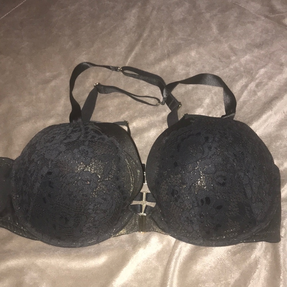 Cacique, boost plunge bra, 40DD, gold shimmer and lace detail